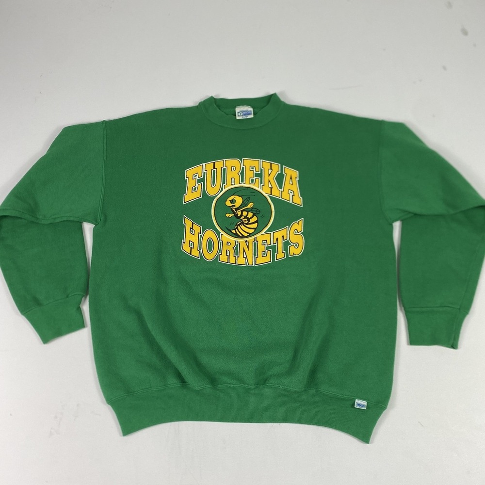 Vintage Eureka Hornets Crewneck Sweatshirt Mens XL Green Discus Athletic 80s